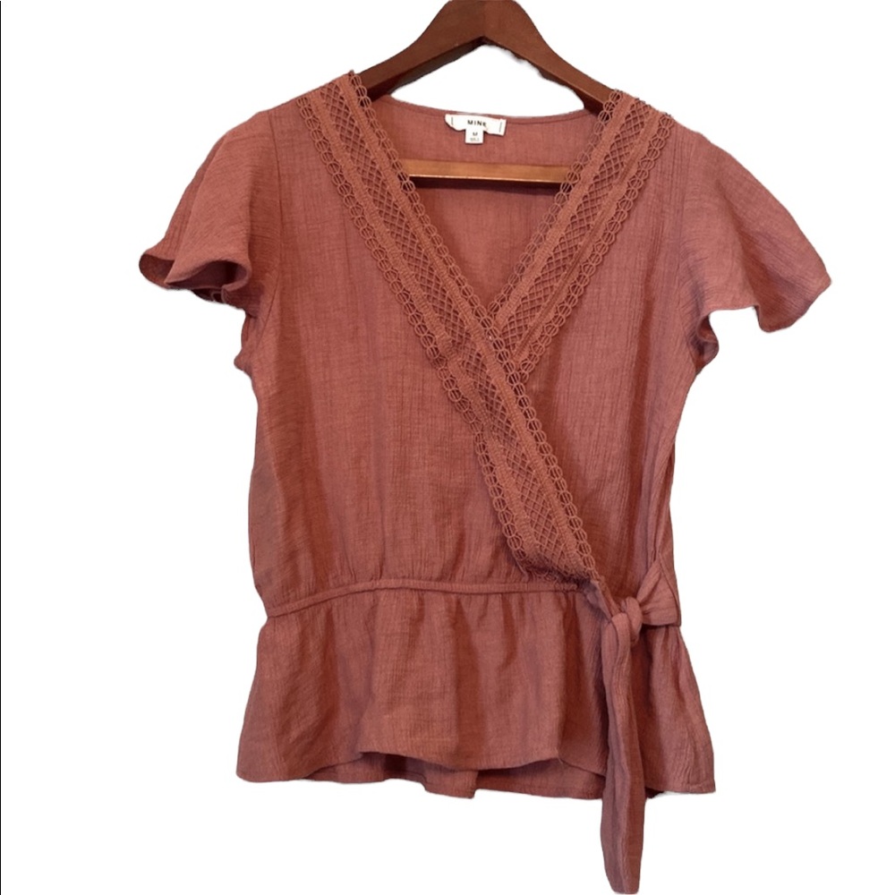 Mine Crossover Tie Front Rust Colored Top